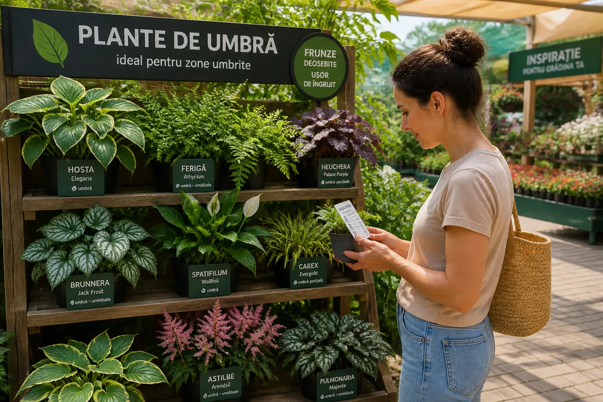 alegerea plantelor de umbră după etichetă în centru de grădinărit