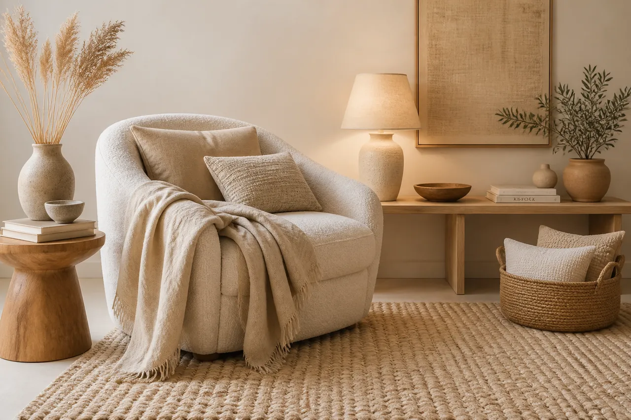 texturi naturale pentru decor interior cald și ordonat