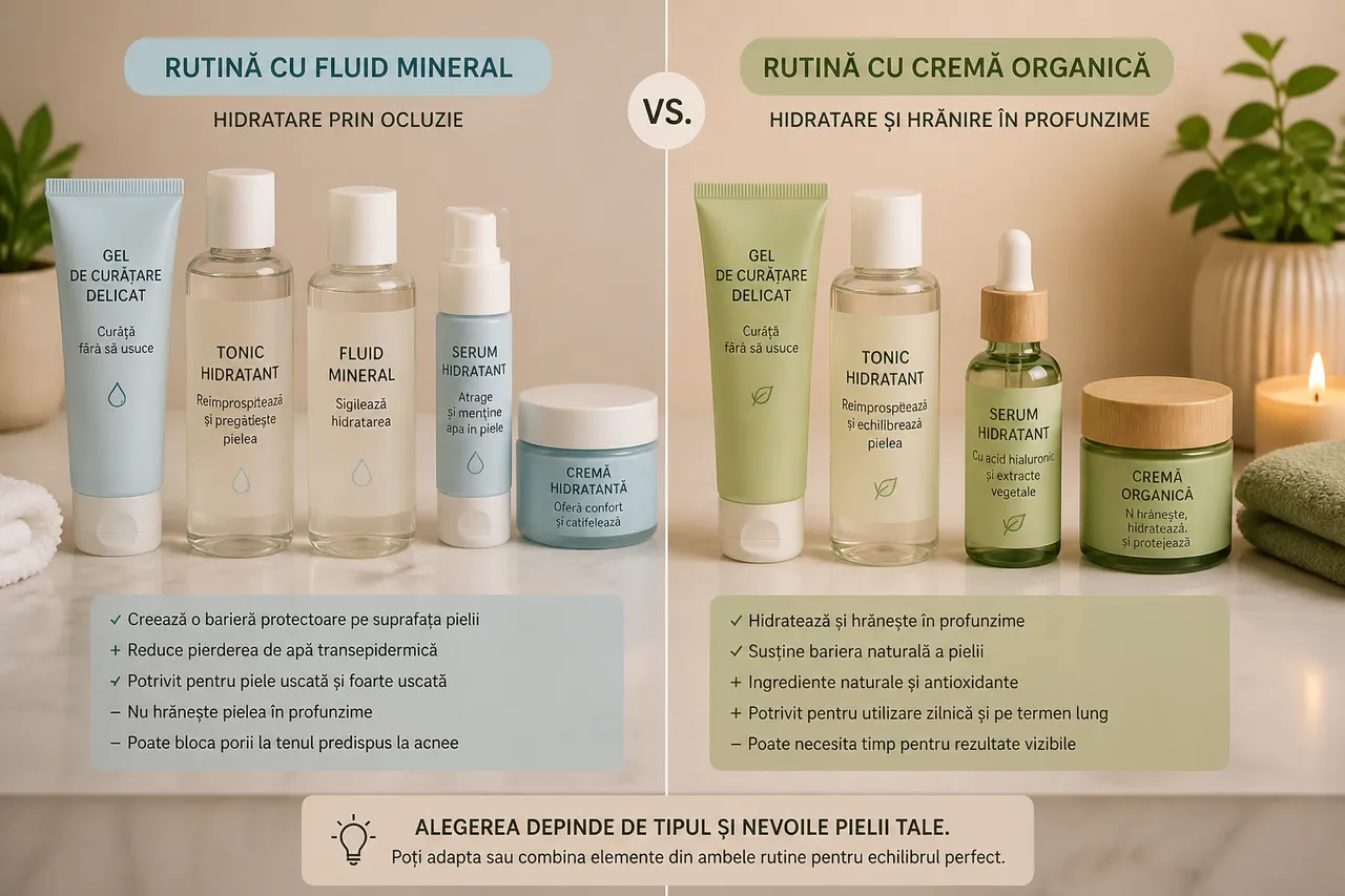 diferențe practice între SPF mineral și organic