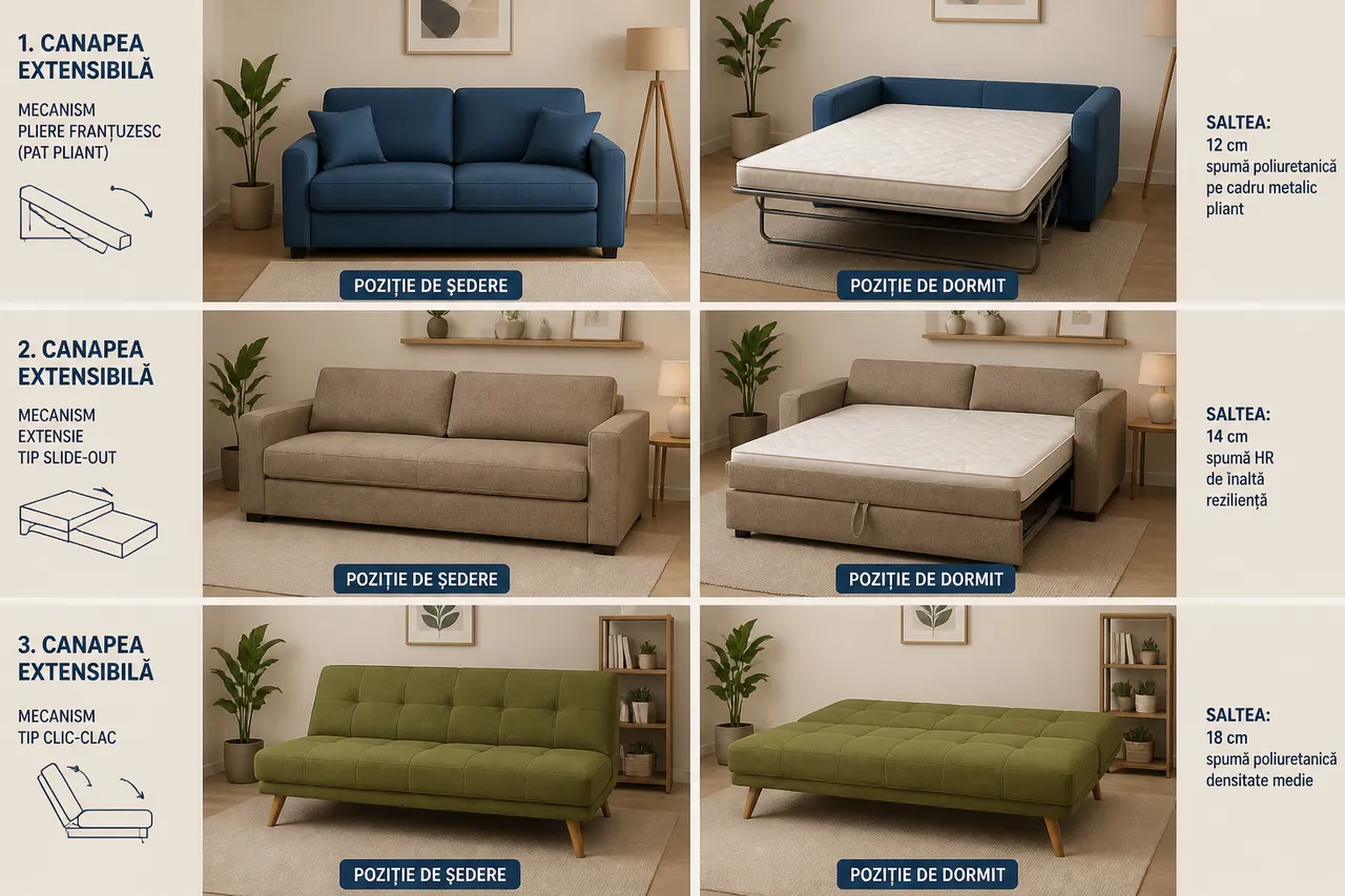 modele de canapele extensibile pentru dormit zilnic
